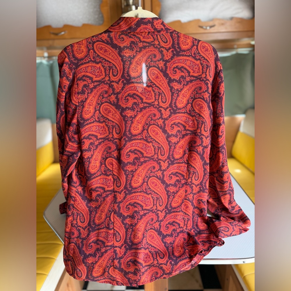 Eddie Bauer Red Paisley Silk Shirt